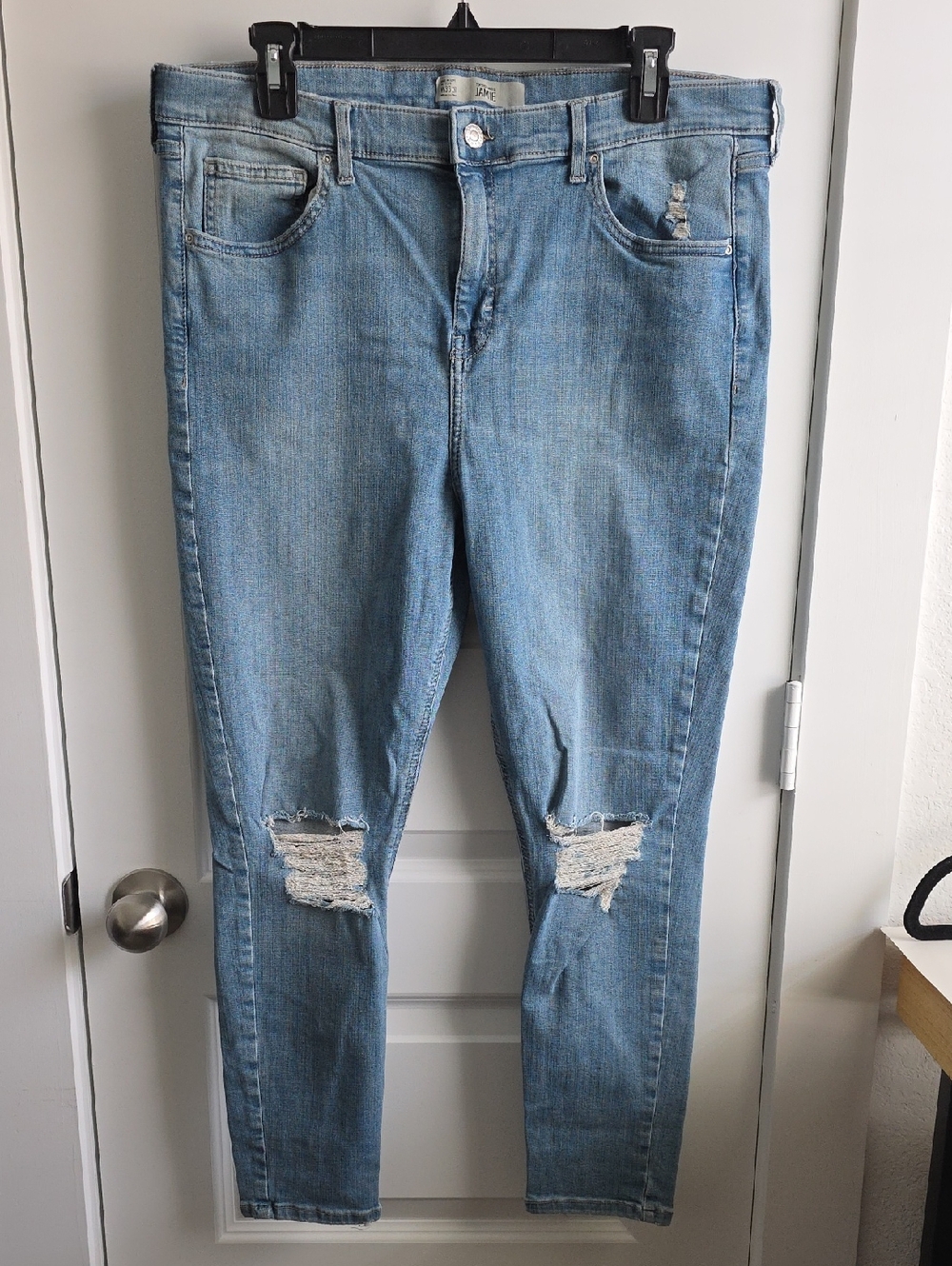 Topshop Moto Jamie Light Blue Distressed Skinny Jeans W36 G032